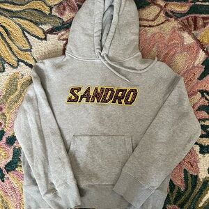 Sandro Light Gray Textured Hoodie